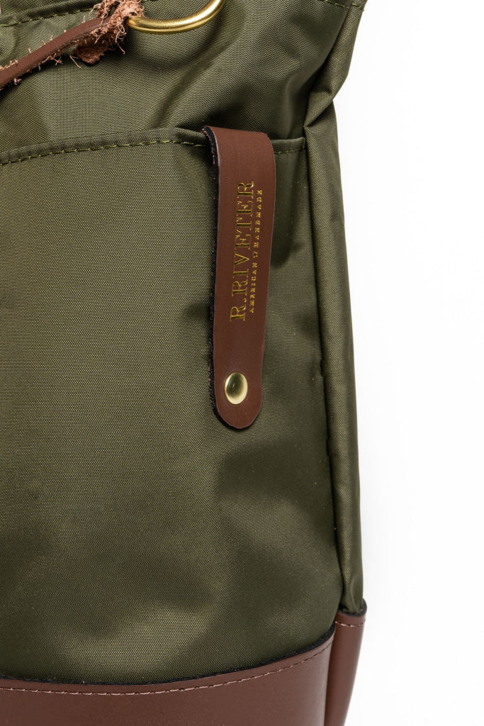 Williams | Fatigue Nylon + Brown Leather Tote