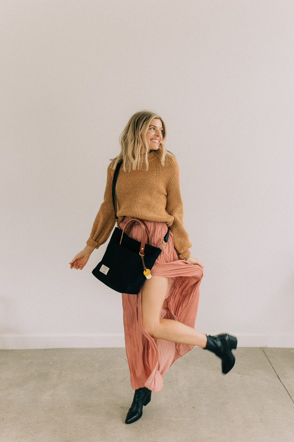 Taylor | Signature Black Canvas + Brown Leather Tote