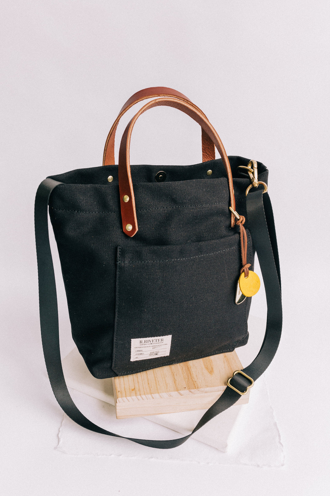 Taylor | Signature Black Canvas + Brown Leather Tote