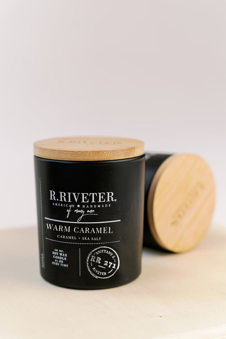 Riveter Made Candle | Warm Caramel - 10oz Black Jar