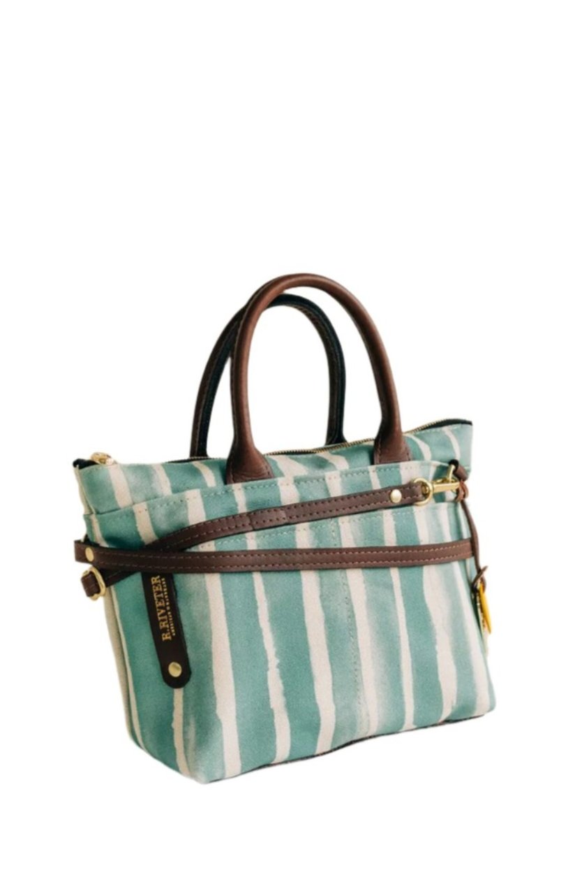 S&D Dot | Lagoon Stripe + Brown Leather
