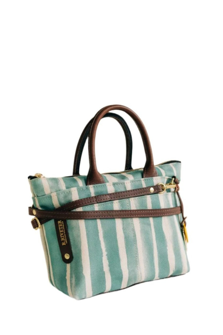 S&D Dot | Lagoon Stripe + Brown Leather