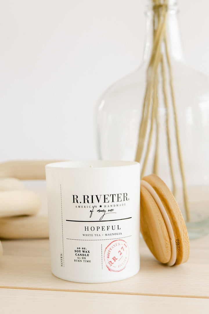 Riveter Made Candle | Hopeful - 10oz White Jar