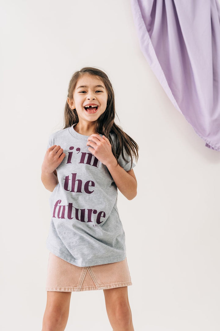 Youth Tee | I'm The Future Grey with Purple