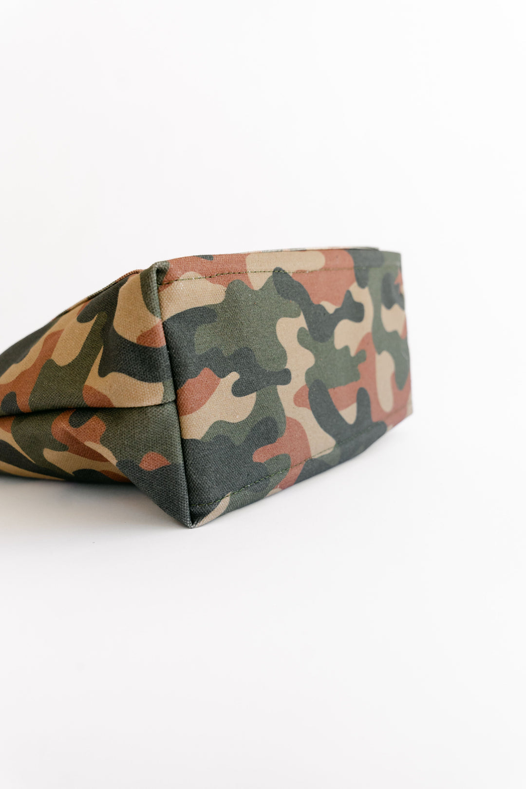 Taylor | Riveter Camo Printed Canvas + Black Leather Tote