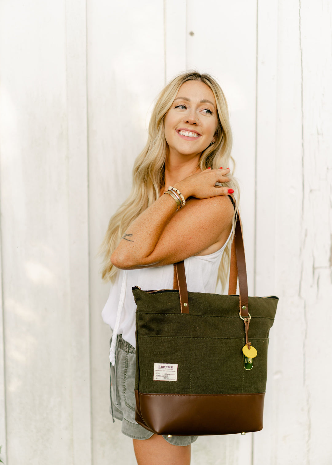 Harriet | Signature Fatigue Canvas + Brown Leather Tote