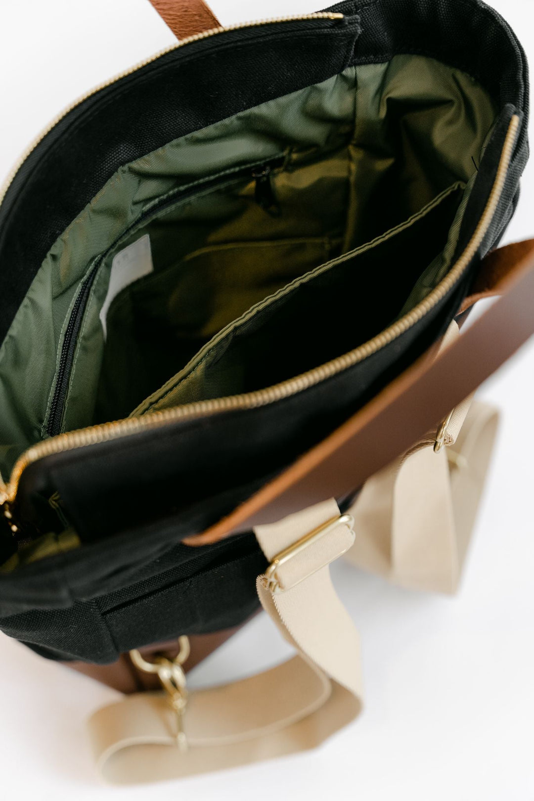 Corbin  Signature Black Canvas + Tan Leather Backpack – R. Riveter