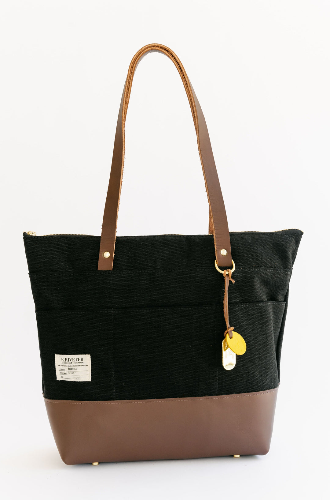 Harriet | Signature Black Canvas + Brown Leather Tote