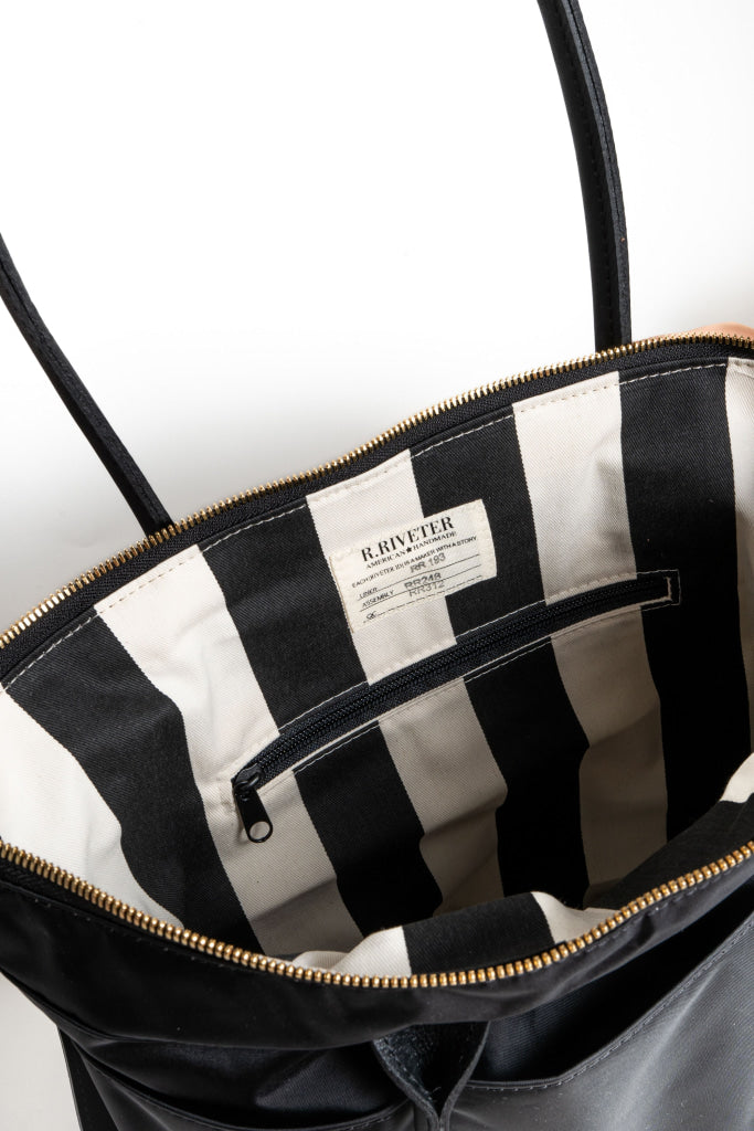 Williams | Black Nylon + Black Leather Tote