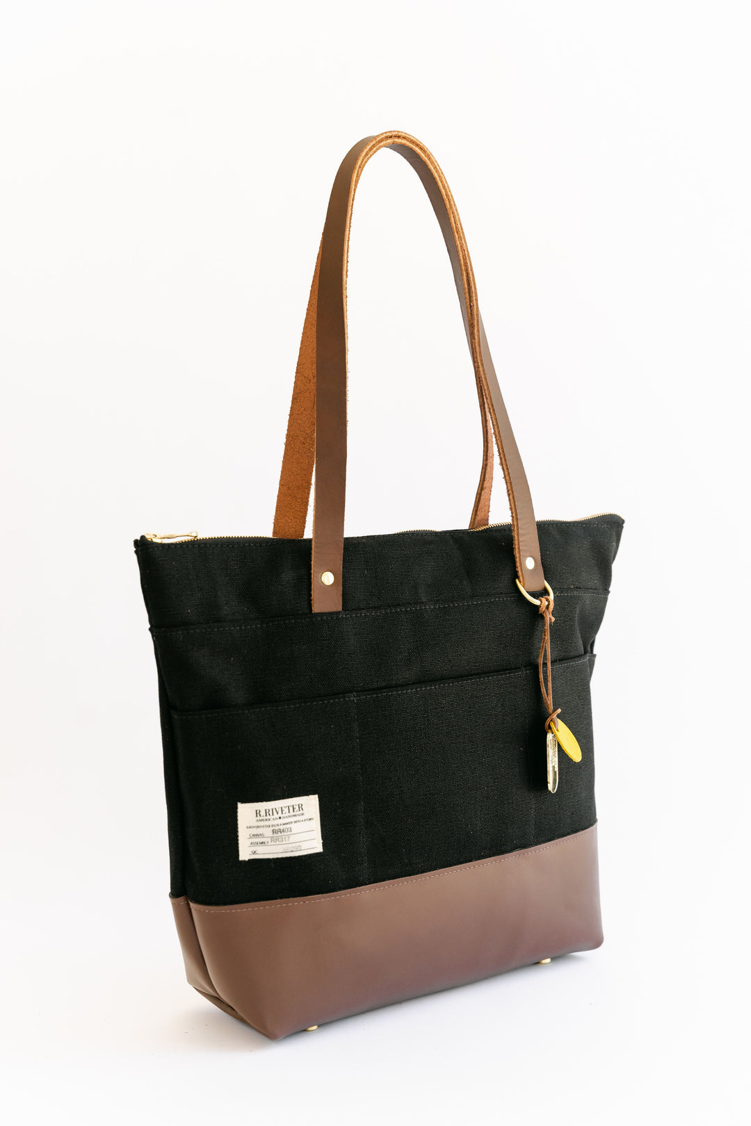 Harriet | Signature Black Canvas + Brown Leather Tote